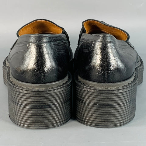 MARNI Mocassins plats à plateforme en cuir noir, taille 9