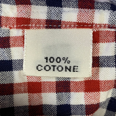SALVATORE PICCOLO Size M Red White Blue Checkered Cotton Long Sleeve Shirt