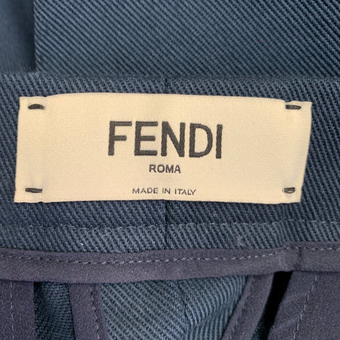 FENDI Size 4 Navy Cotton Twill Pleated Dress Pants