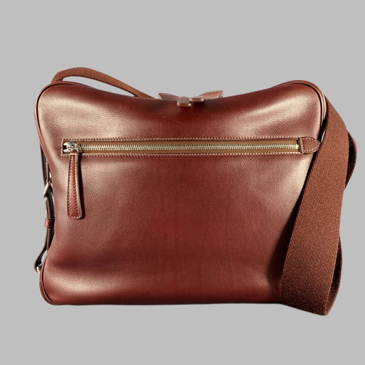 HERMES 2013 Hebdo Reporter Burgundy Togo Leather Palladium Messenger Bag
