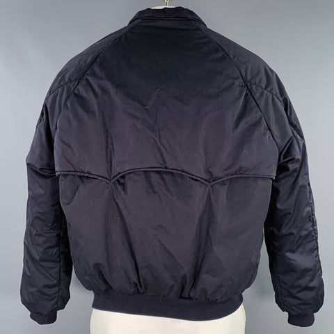 BALENCIAGA Size L Harrington Navy Cotton Bomber Jacket