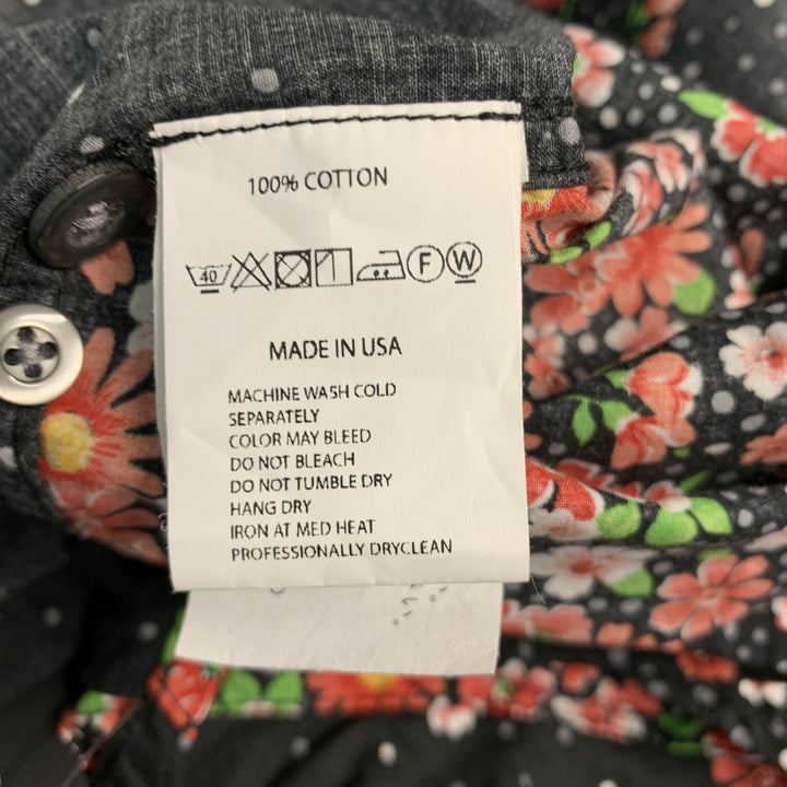 ENGINEERED GARMENTS Size S Black Red Cotton Floral Short Sleeve Casual Top