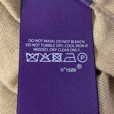 RALPH LAUREN Size L Camel Knit Cashmere Ribbed T-shirt