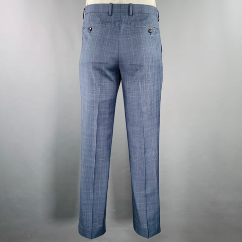 THEORY Size 42 Wellar Marlo Camley Blue Window Pane Wool Suit