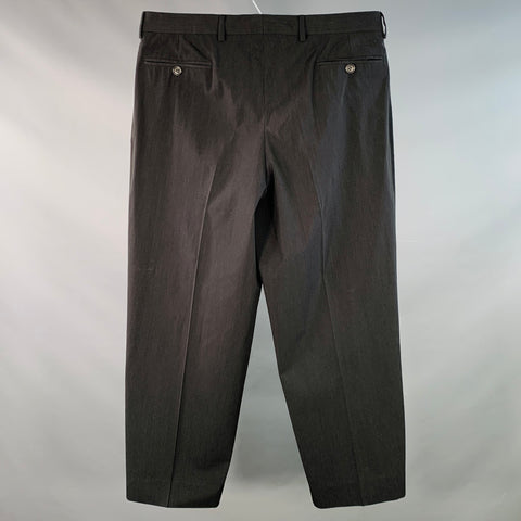 GIORGIO ARMANI Size L Black Wool Silk Blend Flat Front Tapered Dress Pants