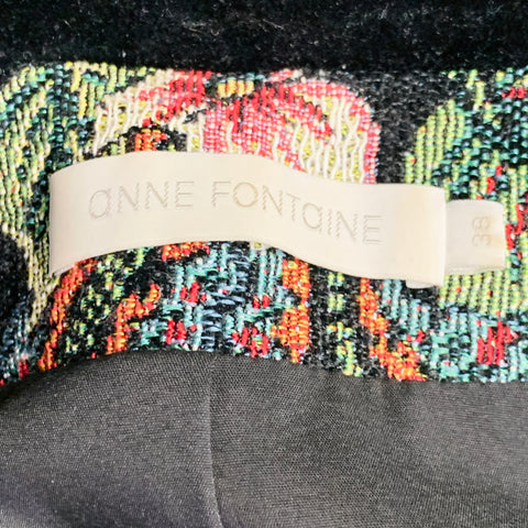 ANNE FONTAINE Size 4 Saskia Black Multi-Color Jacquard Jacket  Blazer