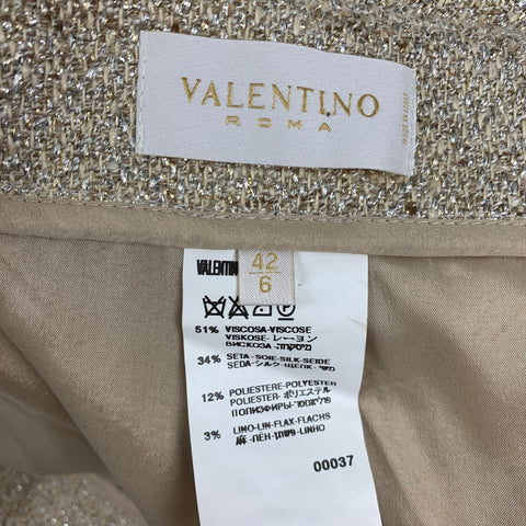 VALENTINO Size 6 Gold Viscose Blend Textured Pencil Skirt