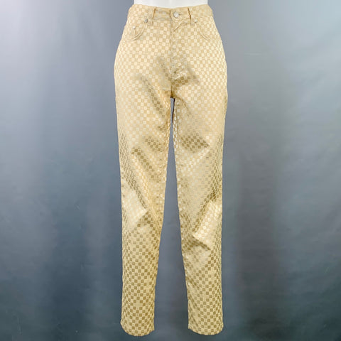 V2 by VERSACE Size 28 Beige Polyester Blend Checkered Jean Cut Casual Pants