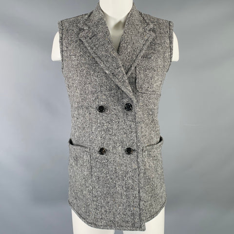 THOM BROWNE Size 0 Black Grey Wool Mohair Donegal Vest