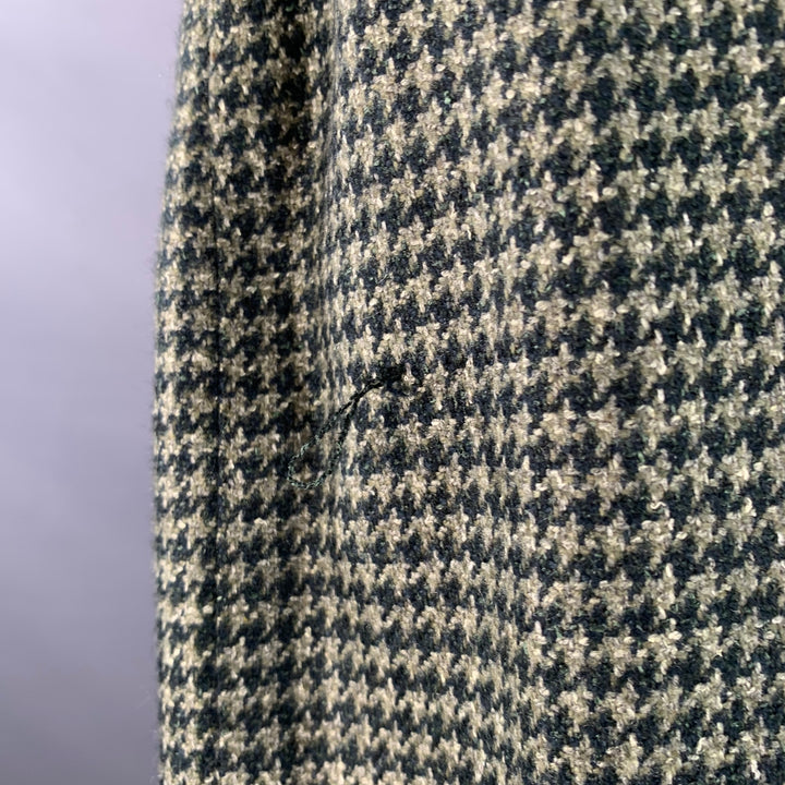 KITON Size 48 Regular Green Sage Houndstooth Cashmere Silk Notch Lapel Sport Coat