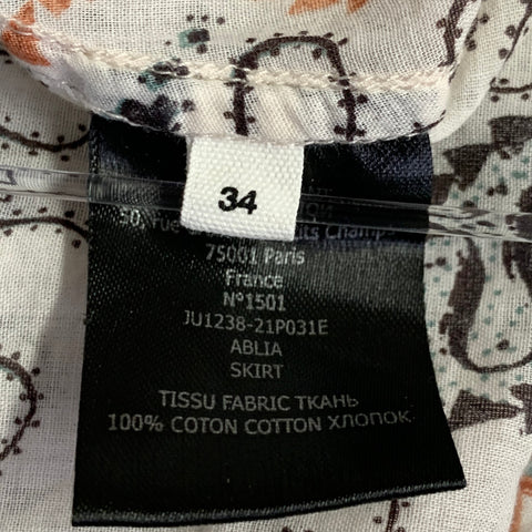 ISABEL MARANT ETOILE Size S White Brown Black Cotton Abstract Strapless Dress