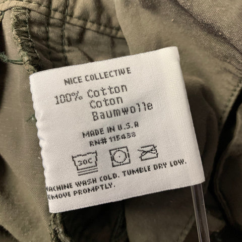 NICE COLLECTIVE Size 30 Green Olive Color Block Cotton Cargo Shorts