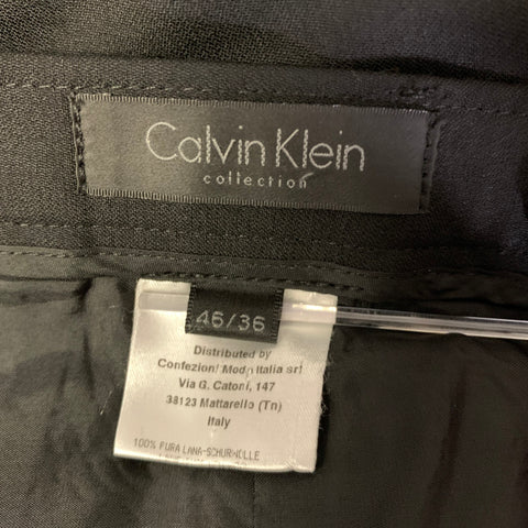 CALVIN KLEIN Size 42 Black Wool Peak Lapel Tuxedo Suit