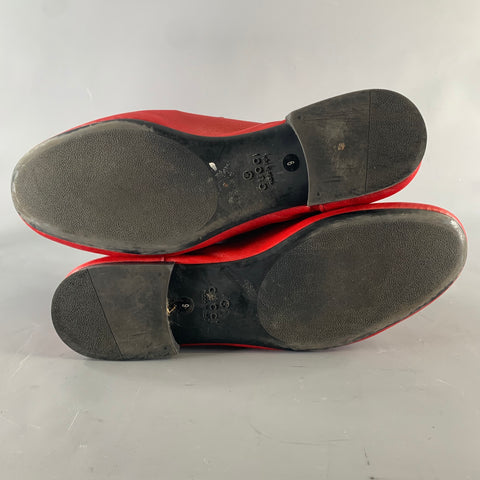 GUCCI Size 9.5 Red Solid Leather Slip On Loafers