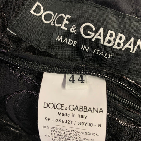 DOLCE & GABBANA Taille 34 Veste Bomber en Coton Mélangé Noir à Cercles Argentés
