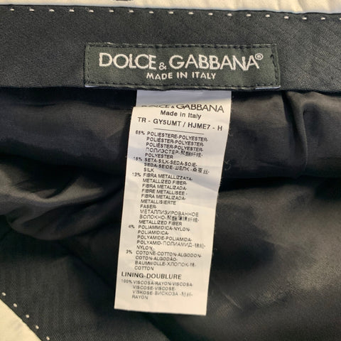 DOLCE & GABBANA Size 34 Burgundy Black Brocade Polyester / Silk Dress Pants