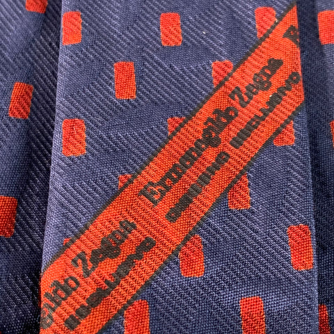 ERMENEGILDO ZEGNA Navy Red Rectangles Silk Tie