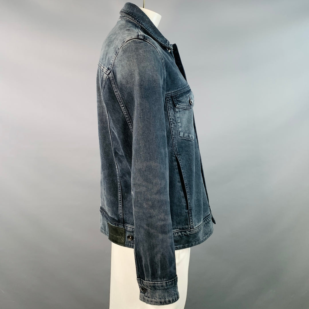 JOHN VARVATOS Size XL Blue Grey Cotton Blend Denim Twill Patch Pockets Jacket