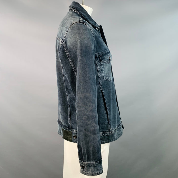 JOHN VARVATOS Size XL Blue Grey Cotton Blend Denim Twill Patch Pockets Jacket