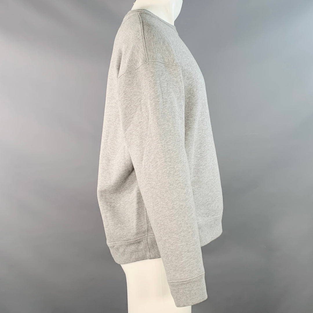 BURBERRY LONDON Size M Heather Grey Black Logo Cotton Blend Crew Neck Sweatshirt