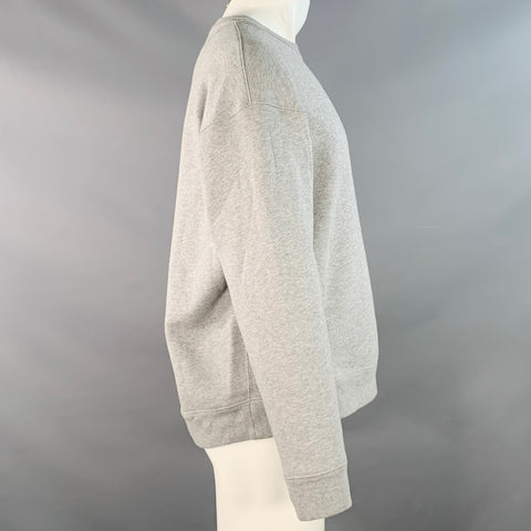 BURBERRY LONDON Size M Heather Grey Black Logo Cotton Blend Crew Neck Sweatshirt