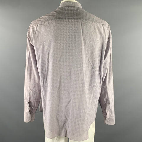 GIORGIO ARMANI Size XL Grey Lavender Houndstooth Cotton Silk Blend Long Sleeve Shirt
