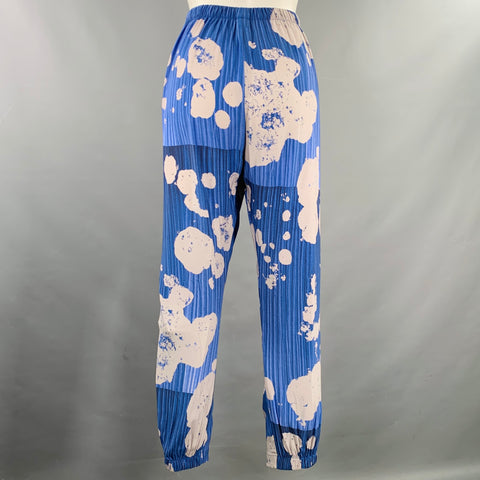 MARIA CORNEJO Size 8 Blue Grey Silk Blend Abstract Casual Pants
