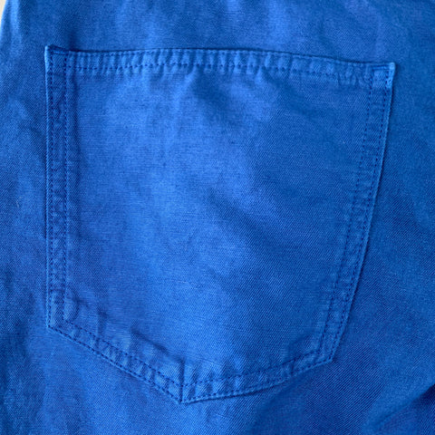 ISAIA Size 32 Blue Cotton Linen Five Pockets Tapered Zip Fly Casual Pants
