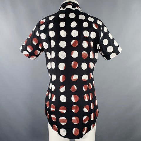 VIVIENNE WESTWOOD Size M Black White Brown Print Cotton Short Sleeve Shirt