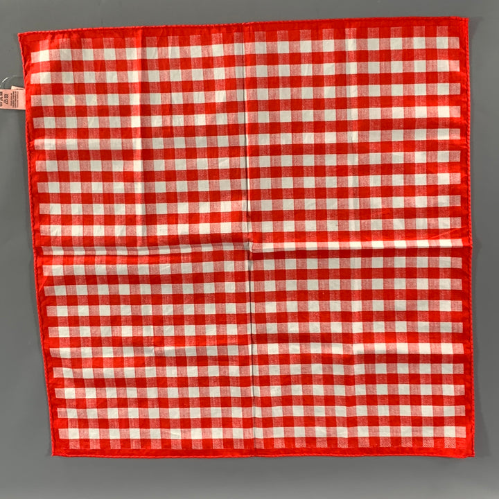 PINK Red White Checkered Cotton Pocket Square