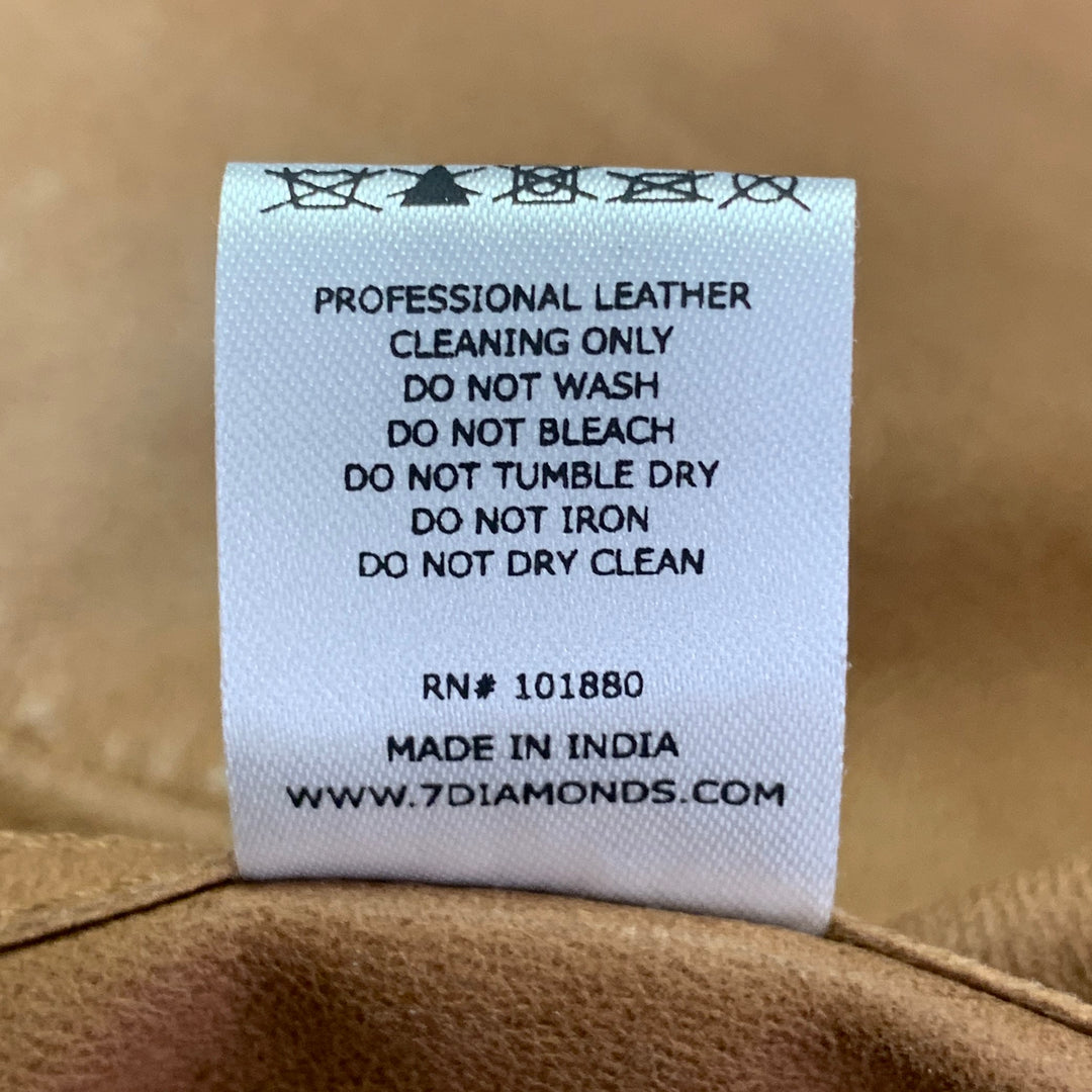 7 DIAMONDS Size XXL Camel Suede Two Pockets Zip Up Jacket