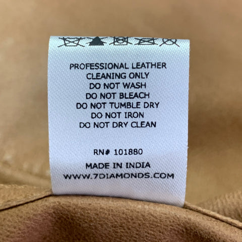 Veste zippée 7 DIAMONDS en daim couleur chameau avec deux poches, taille XXL