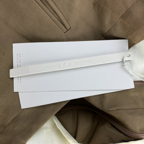 ARJE Size L Olive Cotton / Linen Button Fly Dress Pants