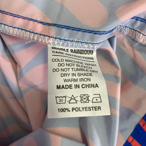 DOUBLE RAINBOUU Size L Orange Blue Flames Polyester Drawstring Swim Trunks