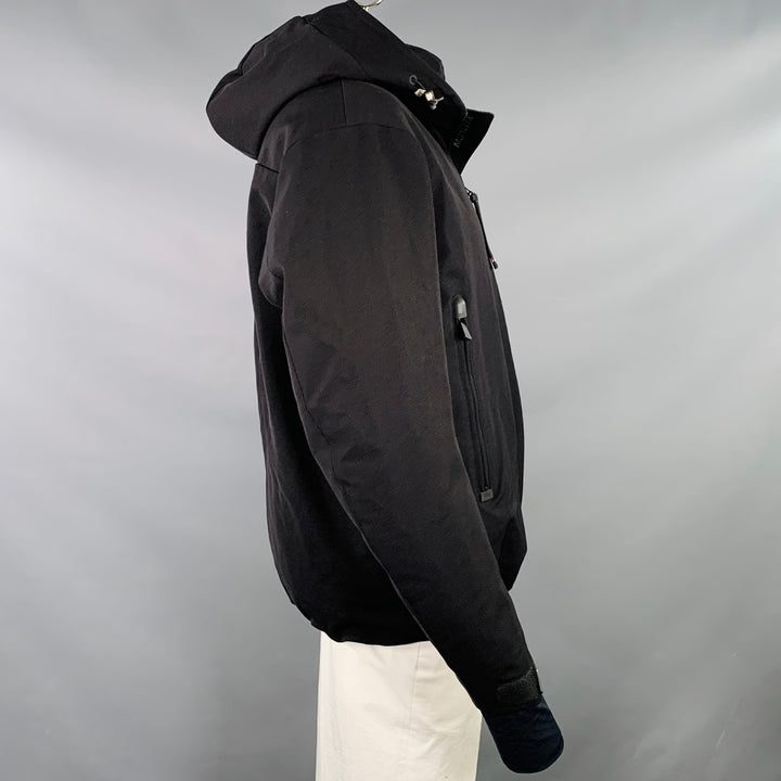 MONCLER Size XXXL Praz Black Nylon Blend Hooded Coat