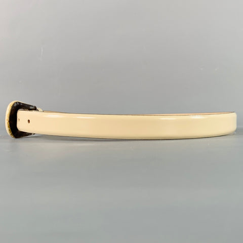 FURLA Size 26 Beige Patent Leather Covered Buckle Skinny Belt