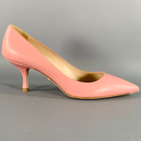PRADA Size 7 Pink Leather Kitten Heel Pumps