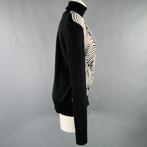 VERSACE JEANS Size M Black White Swirls Virgin Wool Blend Pullover