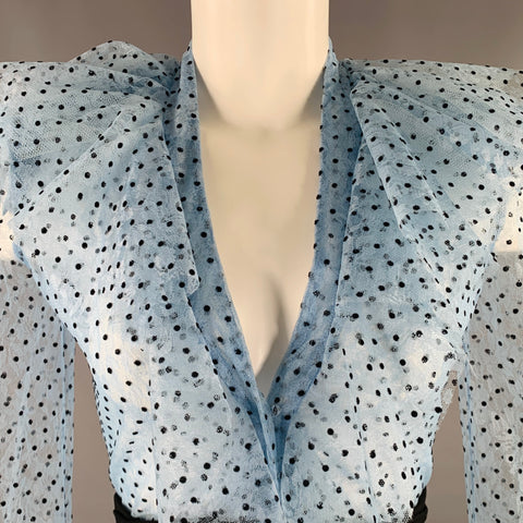 PHILOSOPHY di LORENZO SERAFINI Size 2 Blue Black Polyester Polka Dot Blouse