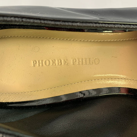PHOEBE PHILO Size 7.5 Black Patent Leather Square Toe Pumps