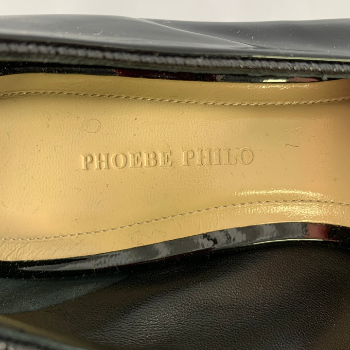 PHOEBE PHILO Size 7.5 Black Patent Leather Square Toe Pumps