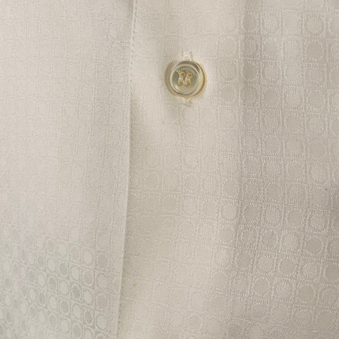 SALVATORE FERRAGAMO Size L White Circles Jacquard Derby Fit Long Sleeve Shirt