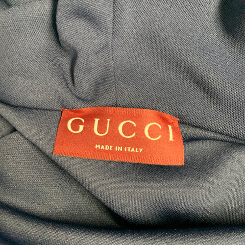 GUCCI Size M Navy White Logo Polyester Zip Up Hoodie Jacket