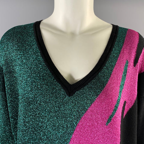DSQUARED2 Size XS Green Pink Wool Blend Pull On Pullover