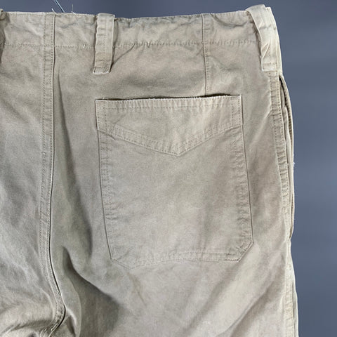 VISVIM Size L Khaki Distressed Cotton Button Fly Casual Pants