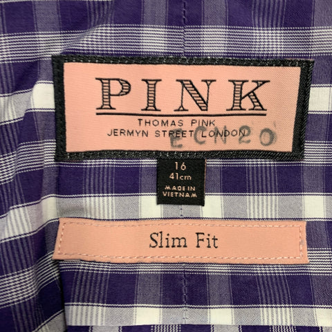 PINK Size L Purple White Checkered Cotton Long Sleeve Shirt