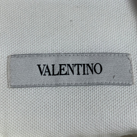 VALENTINO Size M White Woven Cotton Button Up Long Sleeve Shirt