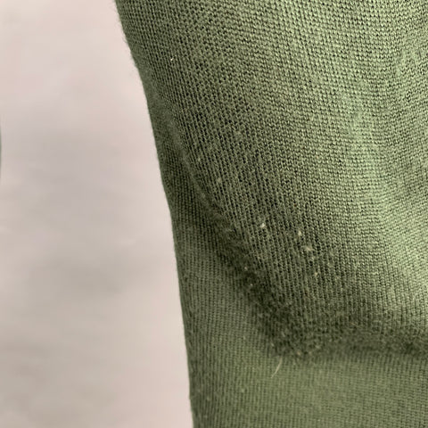 FRED PERRY Size L Green Knit Merino Wool V-Neck Pullover