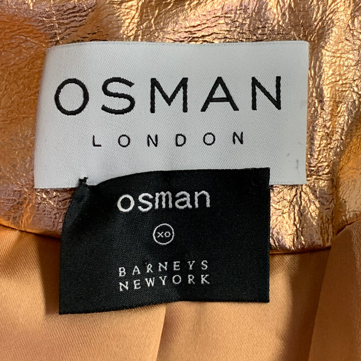 OSMAN LONDON Size 6 Rose Gold Polyester Metallic Belted Coat