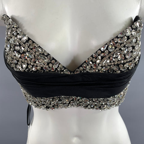PORTIA & SCARLETT Size 2 Black Polyester Blend Beaded Strapless Dress Top
